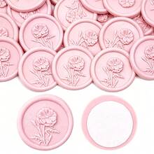20pcs/Pack 3D Floral Pattern Wax Seal Stickers, Self-Adhesive Wax Seal Stickers, Suitable For Gifts, Wedding Invitations, Envelope Sealing - Pink - 3D Flower-powder - View 5