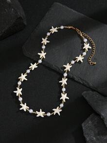 1pc Summer Vacation Beaded Starfish Necklace For Men, Boho Starfish Couple Necklace Jewelry Party Gifts - Multicolor - View 7