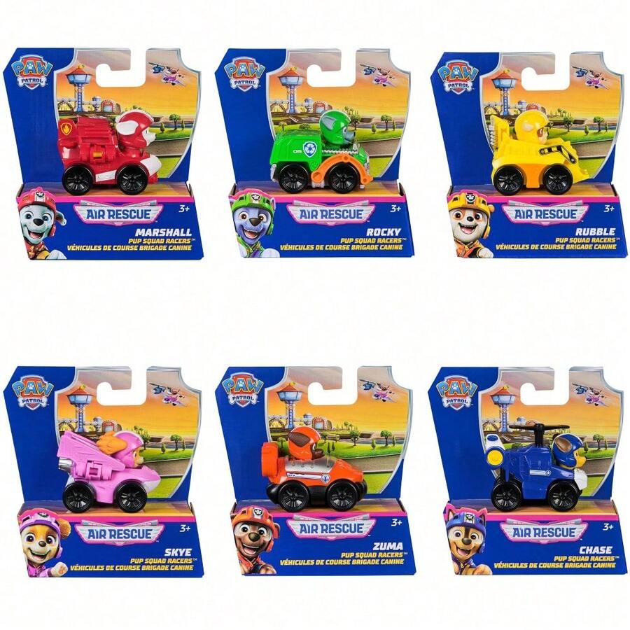 Spin Master Air Rescue 6pcs Puppy Racing Toy Car Gift Set, Includes Archie, Mao Mao, Tian Tuan, Xiao Li, Rocky And Zuma, Suitable For Boys And Girls Children Aged 3 And Above - AIR RESCUE - View 1