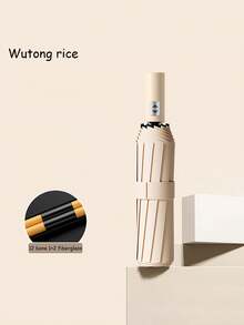 1PC Summer New 3-Fold Automatic Folding Umbrella, Double Ribs, Sun & Rain Umbrella, Extra Large Double Person Black Coating Sunshade Umbrella - As Shown - View 14