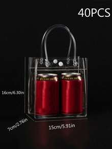 1/5/10/15/20/25/30/35/40/45/50 piezas Bolsas de regalo/Bolsas de compras/Bolsas tote de PVC transparente impermeable con botón, 10 botones, perfectas para bodas de mujeres, fiestas y regalos - 40 piezas (verticales) (16*15*7) - Ver 2