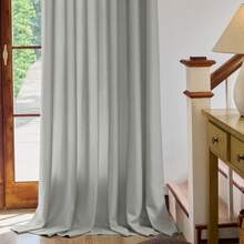 Plain Velvet Curtain With 8 Buttons (1 Piece), Soft And High Quality Fabric, Enhances The Style Of Your Home, Perfect To Complement Any Modern Decor Style. - 淺灰色 - 查看 2