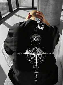 Manfinity  Camiseta Estampada Con Hombros Caídos Para HombreElección perfecta de regalo de cumpleaños o festividad  amigos, familiares, novio o novia - Multicolor - Ver 1