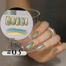 10ml Aurora Cat Eye 玻璃珠凝膠指甲油 2026夏季系列 紫色與金色夢幻極光貓眼 - 彩色 - 查看 6