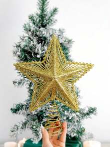 Christmas Tree Top Star, Glittery 3D Five-Pointed Star Christmas Hanging Ornament, Holiday Atmosphere Decor, Christmas Party Decoration Prop, Photography Backdrop Prop, Scene And Home Decor, Suitable For Christmas Tabletop, Fireplace Decoration - View 6