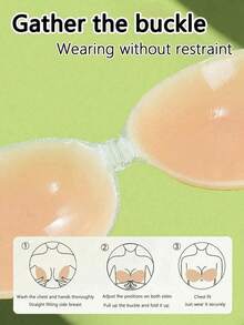 3pcs Skin-Tone Silicone Breast Petals, Front Closure Lift & Cleavage, Invisible Seamless Anti-Slip Sweat-Proof, Suitable For Backless Dress/Gown/Camisole - Multicolor - View 3