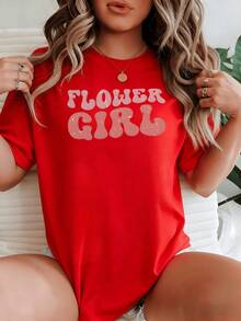 Camiseta de Algodón Casual para Mujer con Estampado Floral que Celebra el Espíritu Floral Desinquietado y la Femenidad Alegre, Ideal para Amantes de la Naturaleza - Rojo - Ver 6