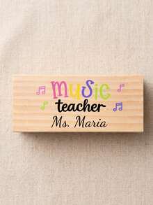 1pc Personalized Custom Music Teacher Wood Name Blackboard Eraser,Custom Teacher Name,Multiple Musical Symbol Design,Natural Wood Material,Ideal Piano Studio & Band Classroom Desk Decor,Sentimental Keepsake Thank You Gift For All Music Educators - Multicolor - View 11
