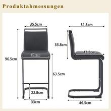 Juego de 2 taburetes de bar de estilo nórdico / Juego de 2 taburetes de bar de PU / Diseño único y construcción estable / Capacidad de carga de 120 kg / Adecuado para comedor, cocina y patio - Negro - Ver 5