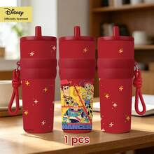 【官方授權】Disney Toy Story 紅色不鏽鋼吸管水杯附繩掛帶，巴斯光年 胡迪 潔西 卡通保溫隨行杯，便攜防漏保溫瓶，適合兒童成人、學校辦公室旅行，可愛角色禮物 - 彩色 - 查看 9