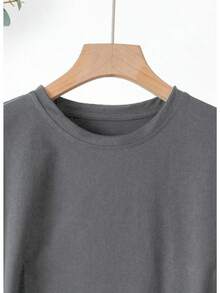 Camiseta de mujer de 180g de algodón puro con estampado de corazones, la tela es suave y transpirable, cómoda para ir de compras y salir, un artículo versátil imprescindible para tu guardarr - Negro - Ver 11