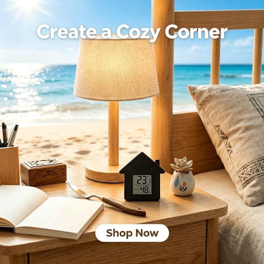 Mini House-Shaped Temperature & Humidity Meter, Electronic Display, Indoor/Outdoor Universal, No Power Required (Battery Not Included) - A - View 1