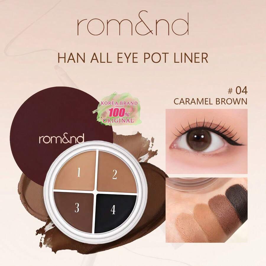 Rom&nd Romand 4色眼線膏 04，滑順防水，4色可混色，易暈染高顯色，不褪色防暈染，適合初學者，K-Beauty，韓系彩妝，Olive Young，禮品，5.0g/0.176oz
