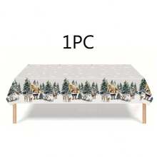 1/2pcs Christmas Plastic Tablecloth, 53.93" X 86.61" Rectangular Tablecloth, Christmas Gingerbread Snowflake Snowman Gold Christmas Tree Reindeer Pattern Tablecloth, Suitable For Christmas Winter Holiday Decoration Party Supplies, Holiday Family Gathering, Christmas Tablecloth - Multicolor - View 13