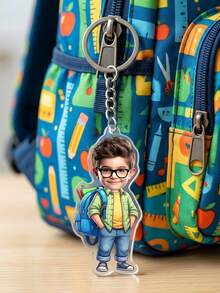 1pc Custom Photo Cartoon Kid Keychain,Personalized Student Backpack Bag Tag,Back To School,First Day Of School Keepsake,Birthday Gift,End Of School, Gift For Kids, Preppy Aesthetic - Multicolor - View 17