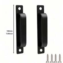 2pcs Aluminum Alloy Barn Door Handles, Heavy Duty Sliding Door Pulls With Backplate, Modern Style Door Handles For Wardrobe, Kitchen Cabinets, Bathroom Doors And Furniture - Multicolor - View 10