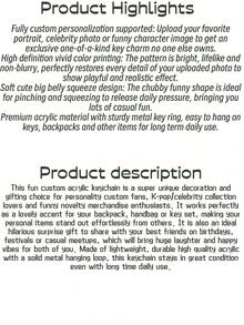Custom Photo Big Belly Acrylic Keychain, Personalized Soft Cute Squeeze Stress Relief Pendant, Custom Face Keychain, Squeeze Stress Relief Keychain, Fun Bag Charm, Customized Gift For Friends, Fan Merchandise, Cute Cartoon Keychain, Custom Portrait Pendant, Unique Holiday Gift, Creative Fun Gift For Friends - Multicolor - View 8