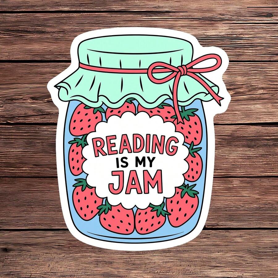 1PC Cute Reading Is My Jam Sticker, Colorful Bookish Typography Vinyl Decal For Laptop Water Bottle Notebook E-Reader, Waterproof Book Lover Decal Sticker, Aesthetic Stationery Journaling Scrapbook Gift - S2297 - View 1