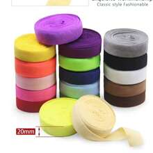 SJ007 Mixed Color 1 Pack 18 Colors 2 Yards/Roll 3/4 Inch/20mm Low Elasticity FOE Folded Elastic Tape Solid Color Spandex Satin Ribbon Lace Sewing Decoration Tape DIY Handmade Accessories - 1pack Mixed 18colors Each 2yards - View 6