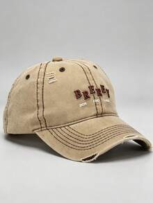 1 pieza Gorra de béisbol lavada con letra bordada para hombres, diseño ajustable, adecuada para senderismo, escalada, viajes y protección solar - A - Ver 11