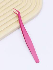 1/2 Rose Red Eyelash Tweezers, Professional Eyelash Extension Tweezers, Multiple Colors Available, Essential Beauty Tool For DIY Cluster Eyelash Makeup - Hot Pink - View 3