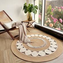 Bohemian Style Handwoven Linen Fiber Round Rug, Suitable For Living Room - Beige Rug, Non-Slip Rug, Garden Rug, Bathroom Rug, Kitchen Mat, Washable And Pet Friendly, Suitable For Bedroom, Patio, Indoor And Outdoor, Home Decor, Father's Day Gift! - Coffee Brown - View 14