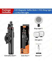 AXNEN 1300mm/51.2 Inch Wireless Selfie Stick Phone Tripod, Extendable Foldable Monopod, Compatible With Smartphones, With Magnetic Phone Holder And Remote Control, Suitable For Summer Vacation, Travel, Outdoor Activities, Live Streaming And Other Photography And Live Streaming Occasions - one-size - View 13