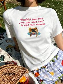 Puerto Rico Bunny "DtMF" Fun Frog Unique Print, Summer Fitted Regular Shoulder T-Shirt, Vacation Travel Beach - White 8 - View 6