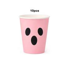 10/20/80pcs Macaron Light Color Ghost Face Disposable Paper Cups, Cute Ghost Print Halloween Party Drinking Cups, 9oz Cartoon Theme Party Cups, Suitable For Birthday Parties, Baby Showers, Afternoon Tea And Holiday Dessert Gatherings - Multicolor - View 13