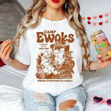 Camiseta Gráfica con Diseño de Osos Cartoon Retro Manga Corta Cuello Redondo Streetwear Casual Estilo Vintage Juvenil  Blusa Gráfico Aesthetic - Blanco - Ver 1