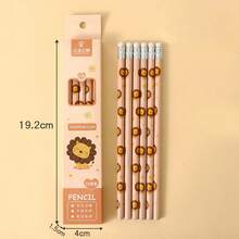 10 pièces, Crayons de bois naturel mignons en boîte de dessin animé, fournitures de papeterie pour l'apprentissage des étudiants - Multicolore - Voir 3