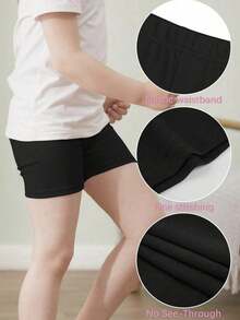 3 piezas de pantalones cortos casuales de unicolor para niñas, leggings minimalistas con ribete de volantes, versátiles para uso diario - Multicolor - Ver 3