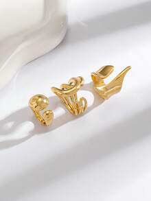 3pcs/Set Men's Asymmetrical Ring Set Suitable For Daily Wear - 3-piece Irregular Ring Set - View 4