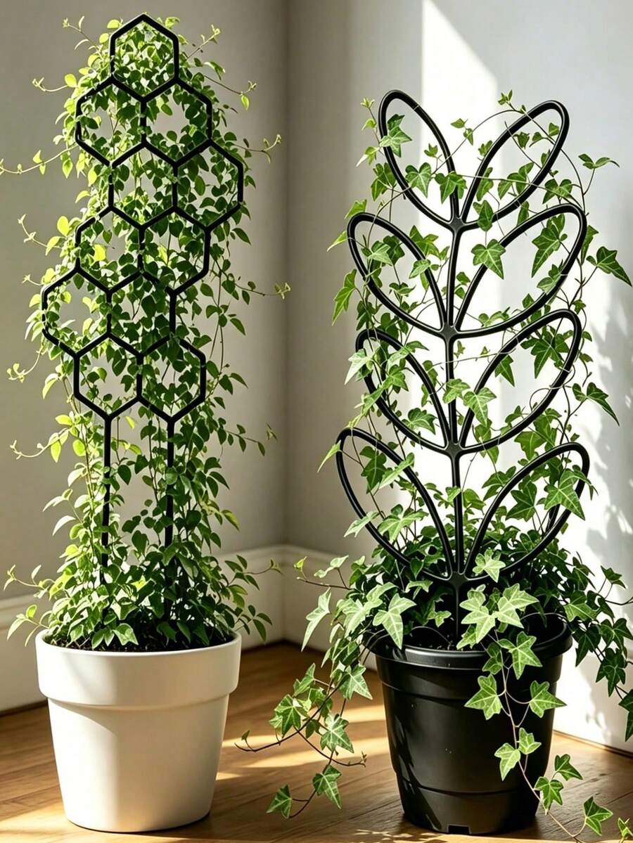 Honeycomb & Leaf Design Plant Climbing Trellis - Suitable For Indoor And Outdoor Use; Ideal Space-Saving Choice For Garden And Patio; Suitable For Potted Climbing Plants; No Installation Required - Multicolor - View 1