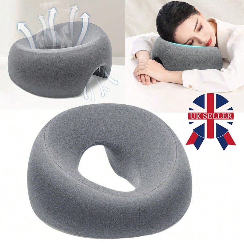 Massage Table Headrest Pillow – Face Down Cradle Cushion With Memory Foam For Sleeping & Relaxation - Dark Grey - View 1