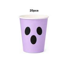 10/20/80pcs Macaron Light Color Ghost Face Disposable Paper Cups, Cute Ghost Print Halloween Party Drinking Cups, 9oz Cartoon Theme Party Cups, Suitable For Birthday Parties, Baby Showers, Afternoon Tea And Holiday Dessert Gatherings - Multicolor - View 11
