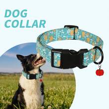 Fall Festival Pumpkin Dog Collar, Teal Polyester Adjustable Collar With Floral & Leaf Print, Autumn Season Neck Strap For Small To Medium Dogs - Mixed color - View 4
