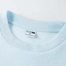 Puma Women's Short Crew Neck Pullover Sweatshirt, Comfortable Versatile Thermal Lined Knit Sport Sweatshirt, Autumn/Winter, 62348569 - Aqua Blue - View 3
