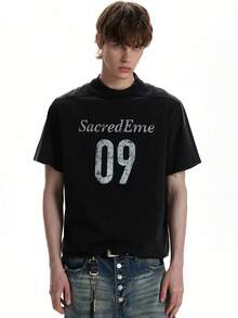 local   Camiseta de cuello redondo con estampado elegante para hombre, ideal para uso diario, salidas, ocio, viajes, reuniones familiareST - Negro - Ver 1