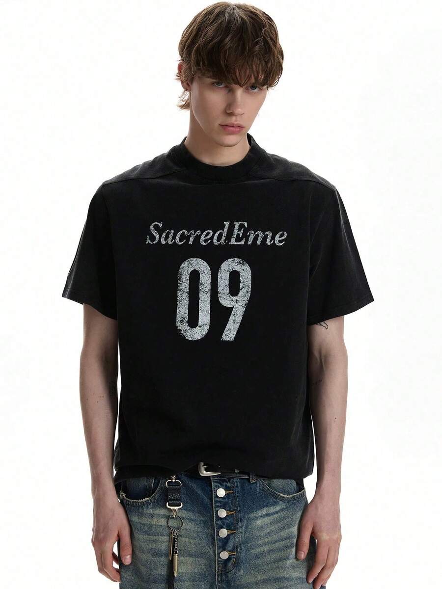 local Camiseta de cuello redondo con estampado elegante para hombre, ideal para uso diario, salidas, ocio, viajes, reuniones familiareST - Negro - Ver 1