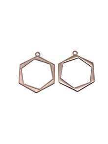 10 buah liontin heksagonal geometris berongga berdesain menarik ukuran 35x27mm untuk pembuatan perhiasan, kalung, gantungan kunci, rantai ponsel, dan aksesoris gelang. - segi enam - View 7