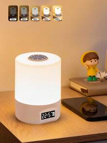 1pc Touch Sensor LED Night Light, Clock Shaped, USB Rechargeable Bedside Lamp, Dimmable, Multi-Color Mode, Portable Night Light, Suitable For Bedroom, Living Room, Camping - Eye Caring - View 1