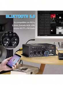 AK380 2CH 800W Digital Amplifier Bluetooth USB Mini Car Audio - Black - View 1