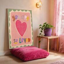 1 Stück "Du bist so geliebt" Herz Leinwand Wandkunst Ungerahmt, bunter Zitatdruck, Boho Kinderzimmer Ästhetik Dekoration, Poster für Wohnzimmer, Schlafzimmer, Küche, Eingangsbereich, Büro, moderne Heimdekoration, modische künstlerische Wandkunst - modern - Übersicht 4