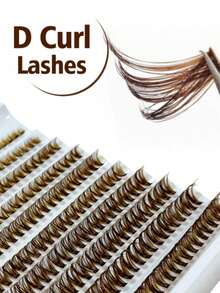 200pcs Brown Cluster False Eyelashes, D Curl Voluminous, Brown Eyelash Extensions, Single Eyelashes, Dense Natural Look, DIY Home Eyelash Extensions - Brown - View 5