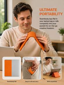Desktop Craft Decorative Phone Stand, Creative Office Home Furniture Decor, Portable Multi-Functional Foldable Design With Rolling Function, Suitable For Laptop, Desktop, Bedside And Travel - A - View 4