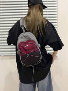 1個新款休閒時尚小後背包，旅行登山後背包，單車運動後背包，大學風學生書包，通勤購物旅行包，女款健身包 - 紅色 - 查看 4