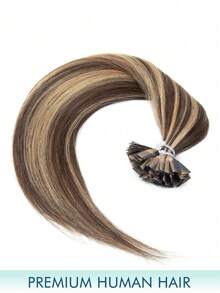 12-22 Inch Natural Black Straight Human Hair Seamless F-Type Hair Extensions Real Hair Keratin Bond Extensions Suitable For Beginners And Party Use - S4/27 - View 3