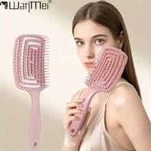 Massage Comb For Detangling And Volumizing Hair, Hair Massage Comb With Hollow Design, Styling Tools For Real Hair Wigs - Blue - View 2