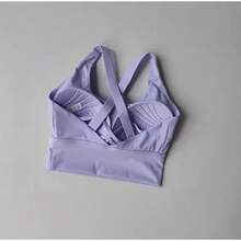 Colección de Sujetadores deportivos todo en uno, pecho profesional de alta intensidad a prueba de golpes, sujetador para correr, Yoga, Fitness, tela de verano - Morado - Ver 12